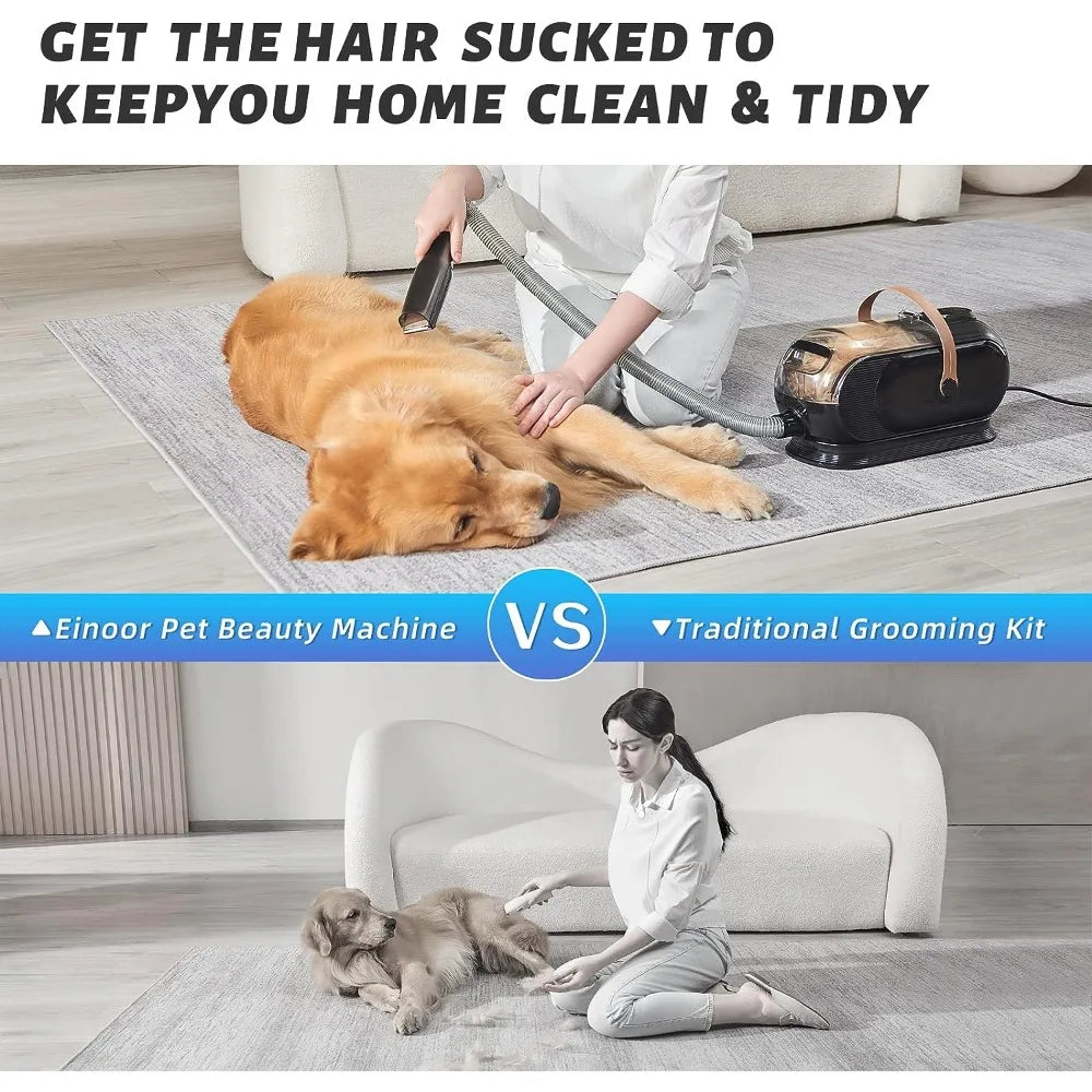 Pet Grooming Kit,3L Dog Hair Vacuum,7 Pet Grooming Tools,4 Limit Combs, Storage Bag,Low Noise Design-Black